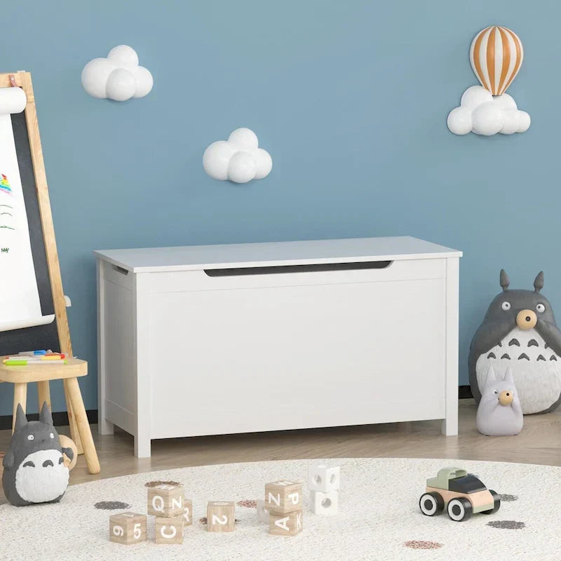 Coffre à jouets en bois pour enfants avec couvercle à charnière de sécurité, pour les 3 ans et plus