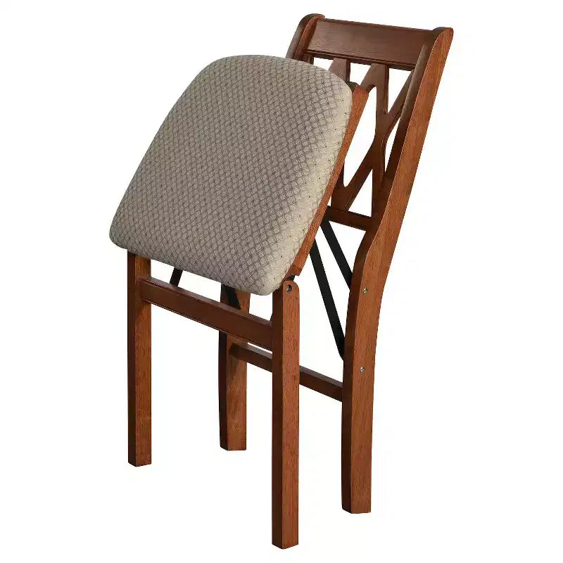 Stakmore Set di 2 sedie pieghevoli con schienale a griglia, Ciliegio imbottito, Struttura in legno, Completamente assemblato