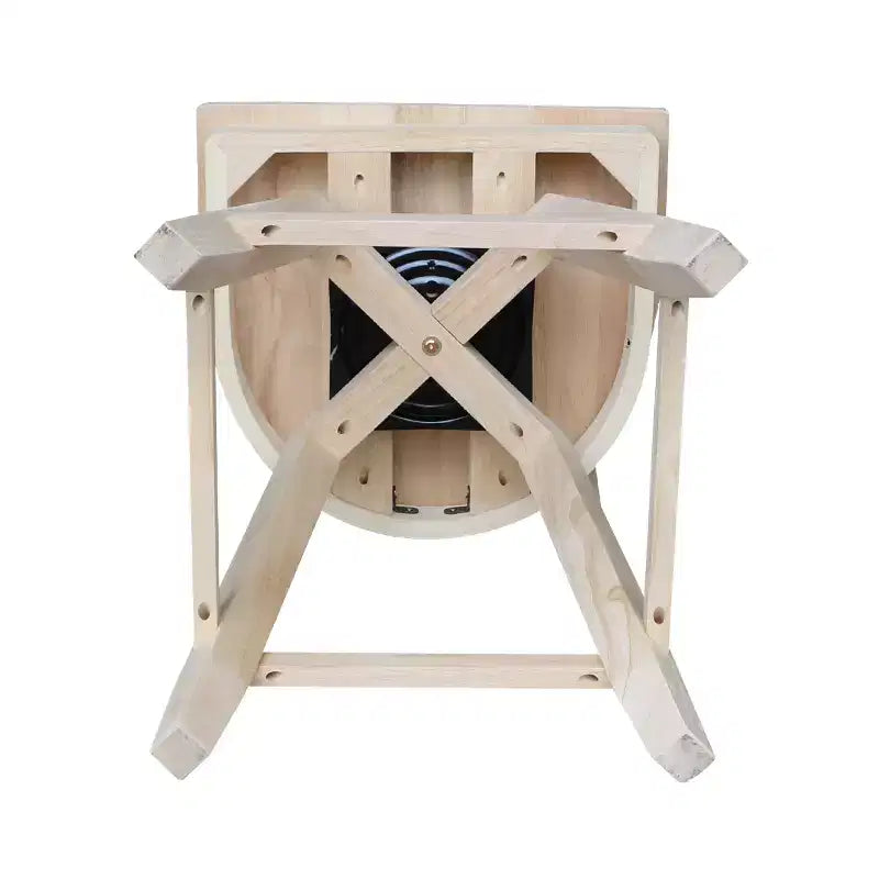 Sgabello da bar Charlotte altezza bancone con girevole e ritorno automatico non rifinito - International Concepts: Struttura in legno, design con schienale a X, pulizia a punti