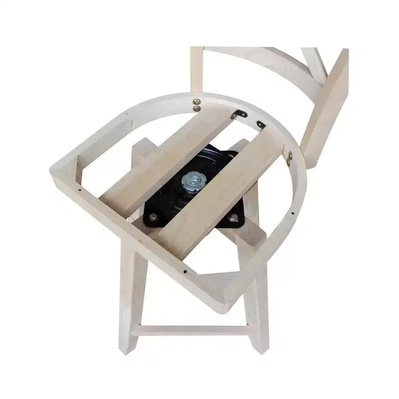Sgabello da bar Charlotte altezza bancone con girevole e ritorno automatico non rifinito - International Concepts: Struttura in legno, design con schienale a X, pulizia a punti