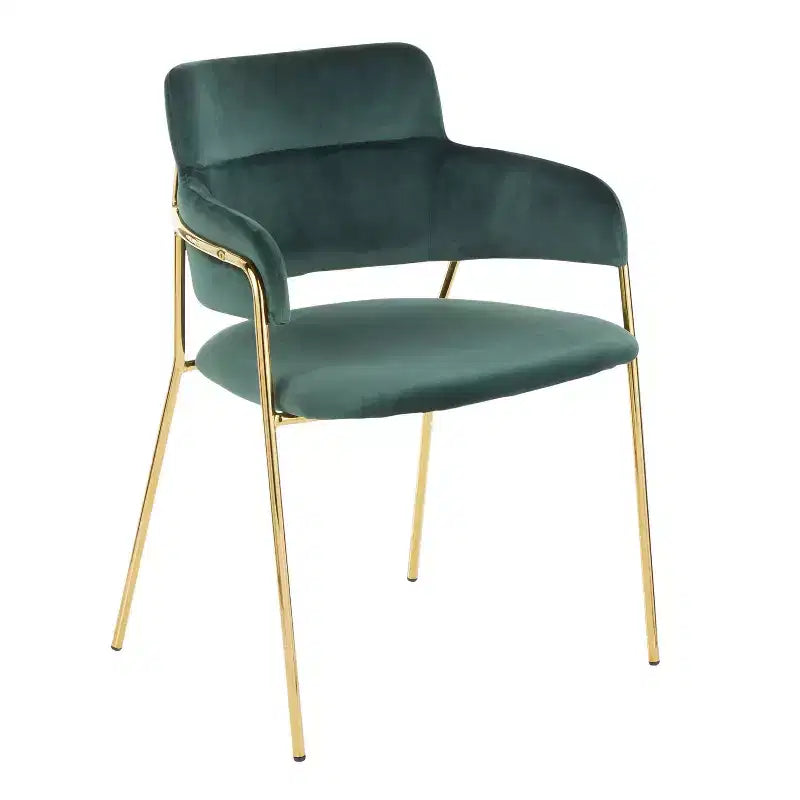 Set di 2 sedie contemporanee Napoli oro/velluto verde smeraldo - LumiSource: Cromate, gambe in metallo, protezioni per il pavimento