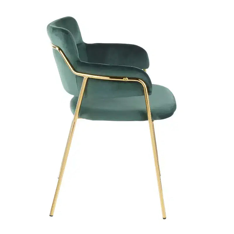 Set di 2 sedie contemporanee Napoli oro/velluto verde smeraldo - LumiSource: Cromate, gambe in metallo, protezioni per il pavimento