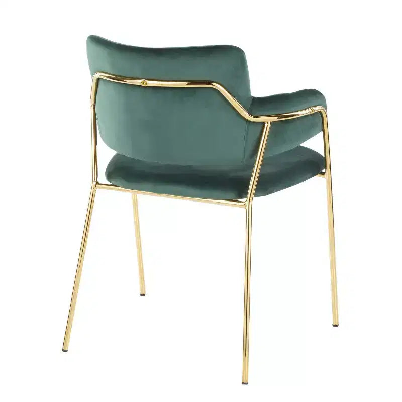 Set di 2 sedie contemporanee Napoli oro/velluto verde smeraldo - LumiSource: Cromate, gambe in metallo, protezioni per il pavimento