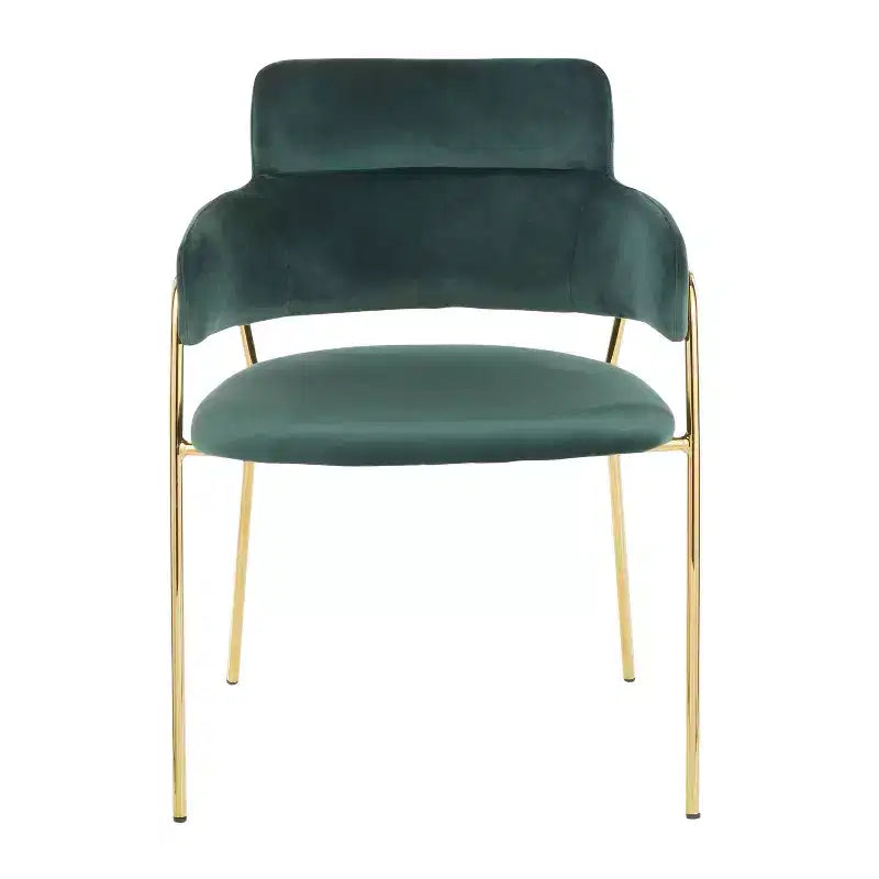 Set di 2 sedie contemporanee Napoli oro/velluto verde smeraldo - LumiSource: Cromate, gambe in metallo, protezioni per il pavimento