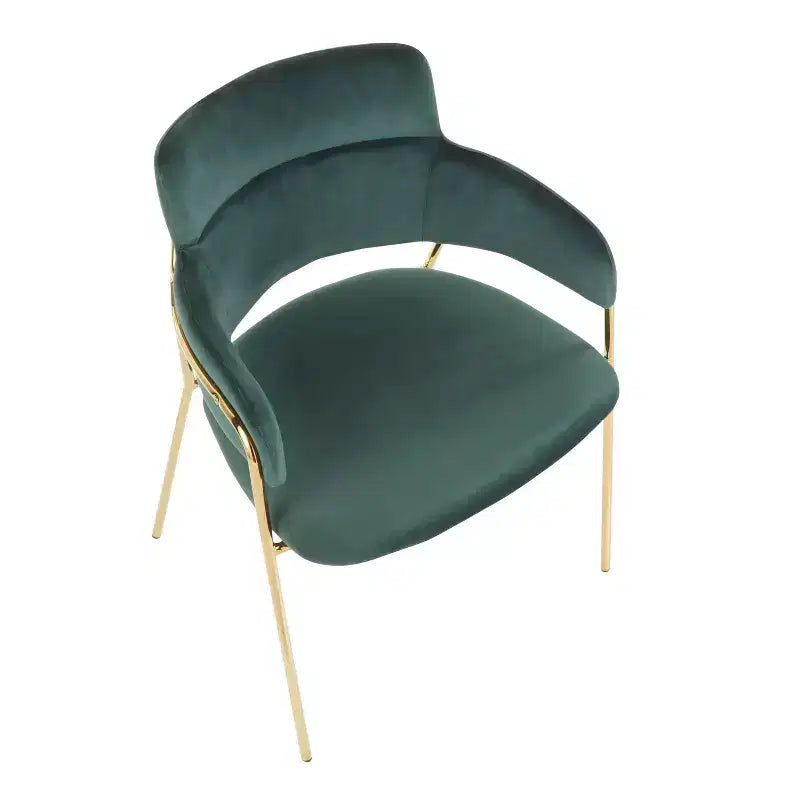 Set di 2 sedie contemporanee Napoli oro/velluto verde smeraldo - LumiSource: Cromate, gambe in metallo, protezioni per il pavimento