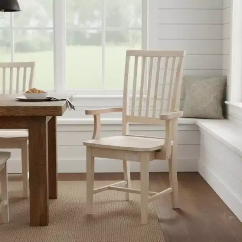 Sedia Mission con Braccioli Non Rifinita - International Concepts: Legno Massello, Schienale a Doghe, Mobili da Cucina