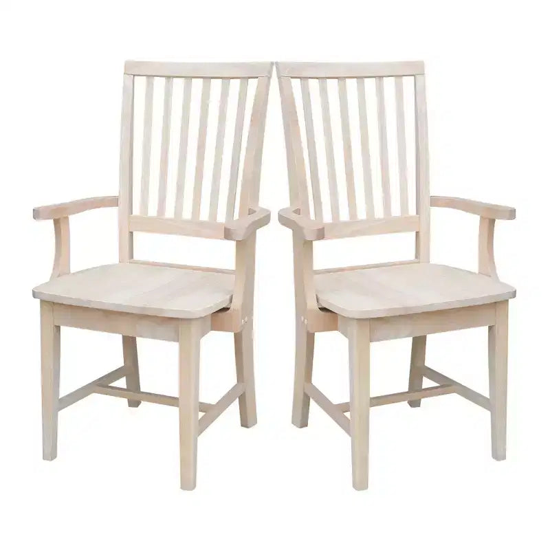 Sedia Mission con Braccioli Non Rifinita - International Concepts: Legno Massello, Schienale a Doghe, Mobili da Cucina
