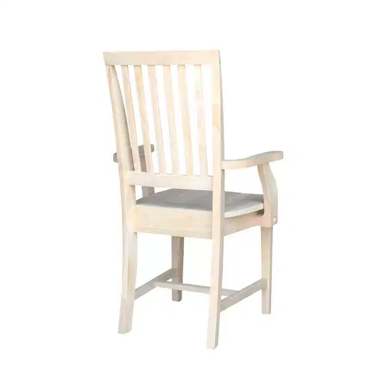 Sedia Mission con Braccioli Non Rifinita - International Concepts: Legno Massello, Schienale a Doghe, Mobili da Cucina
