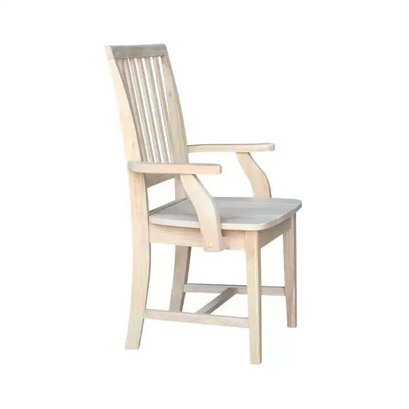 Sedia Mission con Braccioli Non Rifinita - International Concepts: Legno Massello, Schienale a Doghe, Mobili da Cucina