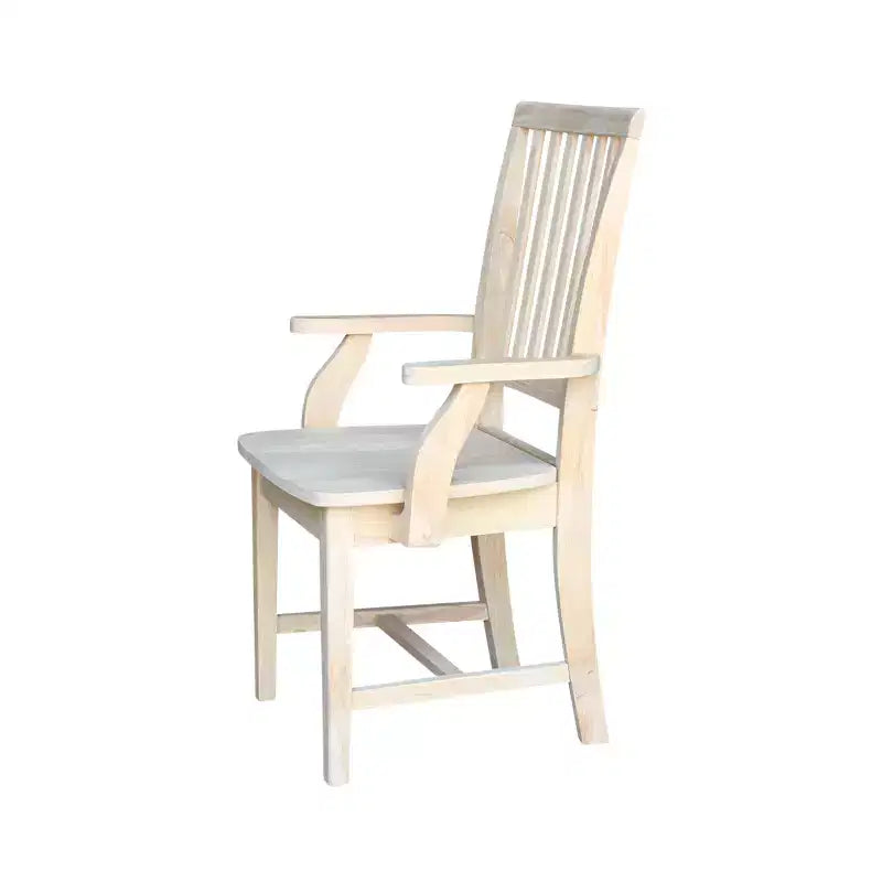 Sedia Mission con Braccioli Non Rifinita - International Concepts: Legno Massello, Schienale a Doghe, Mobili da Cucina