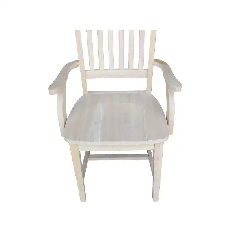 Sedia Mission con Braccioli Non Rifinita - International Concepts: Legno Massello, Schienale a Doghe, Mobili da Cucina