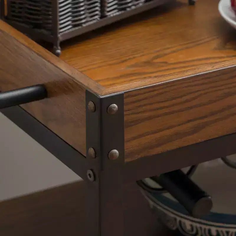 Carrello da cucina Austin in metallo/legno con 3 ripiani, portabottiglie e portabicchieri, su ruote - Linon