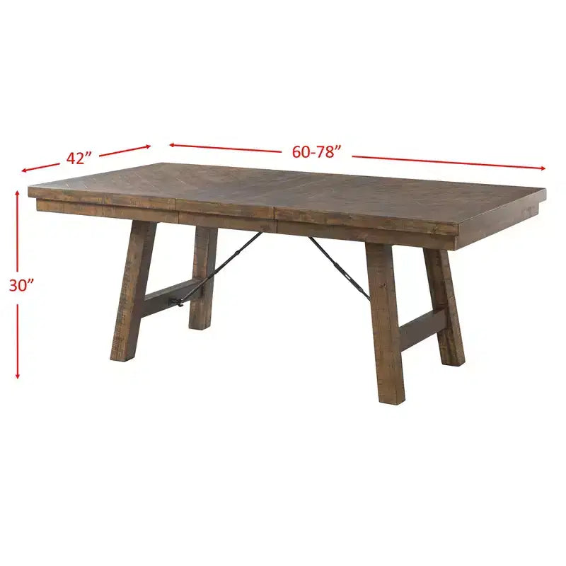 Dex set tavolo da pranzo allungabile da 7 pezzi e 6 sedie laterali imbottite Noce Marrone/Crema - Picket House Furnishings: Finitura fumé, Gambe svasate