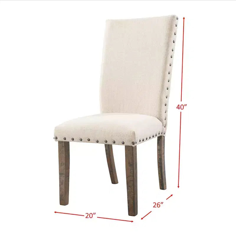 Dex set tavolo da pranzo allungabile da 7 pezzi e 6 sedie laterali imbottite Noce Marrone/Crema - Picket House Furnishings: Finitura fumé, Gambe svasate