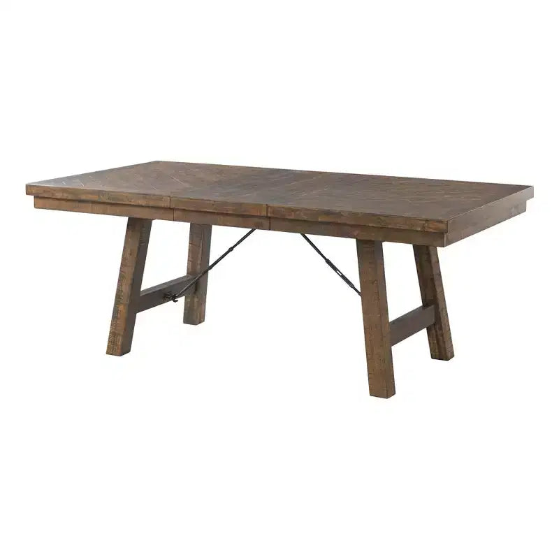 Dex set tavolo da pranzo allungabile da 7 pezzi e 6 sedie laterali imbottite Noce Marrone/Crema - Picket House Furnishings: Finitura fumé, Gambe svasate