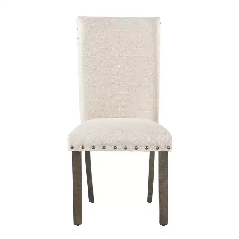 Dex set tavolo da pranzo allungabile da 7 pezzi e 6 sedie laterali imbottite Noce Marrone/Crema - Picket House Furnishings: Finitura fumé, Gambe svasate