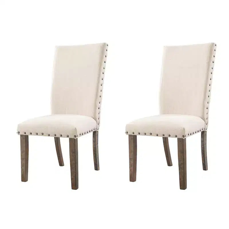 Dex set tavolo da pranzo allungabile da 7 pezzi e 6 sedie laterali imbottite Noce Marrone/Crema - Picket House Furnishings: Finitura fumé, Gambe svasate