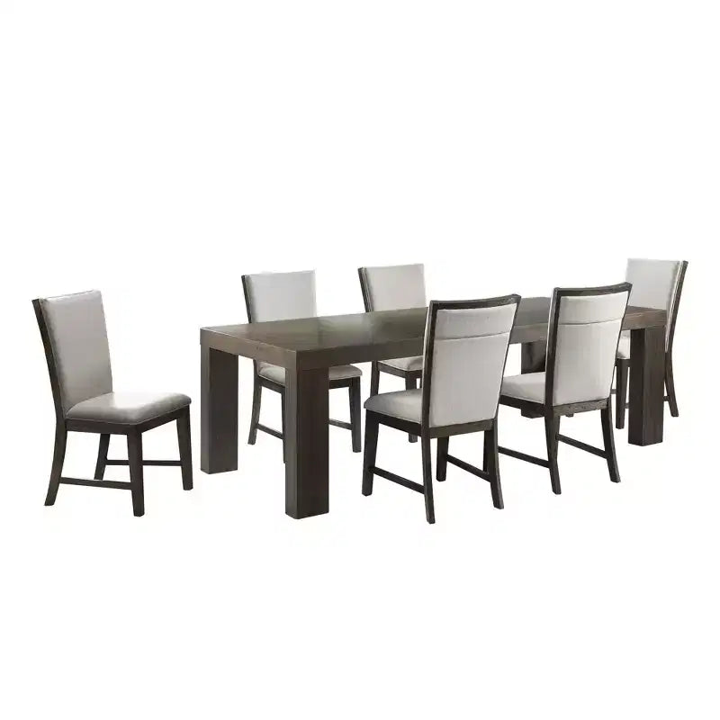 Tavolo da Pranzo Allungabile Jasper 7 pezzi e Sei Sedie Laterali Imbottite Noce Tostato - Picket House Furnishings