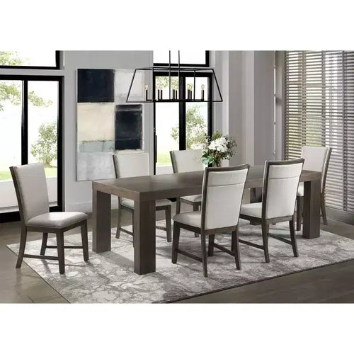 Tavolo da Pranzo Allungabile Jasper 7 pezzi e Sei Sedie Laterali Imbottite Noce Tostato - Picket House Furnishings