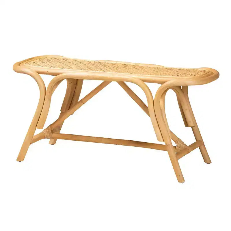 Baxton Studio Septa Panca Accentata in Rattan Marrone Naturale: Mobili da Interno, Nessun Montaggio, Pulire a Macchia