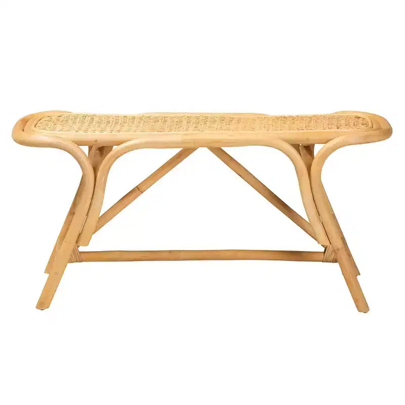 Baxton Studio Septa Panca Accentata in Rattan Marrone Naturale: Mobili da Interno, Nessun Montaggio, Pulire a Macchia
