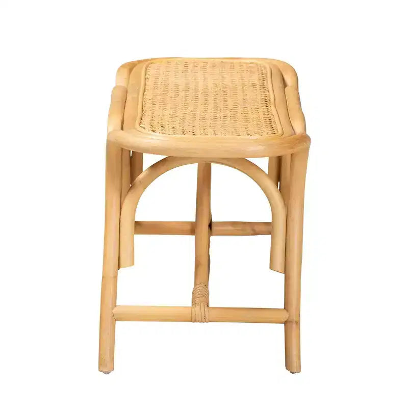 Baxton Studio Septa Panca Accentata in Rattan Marrone Naturale: Mobili da Interno, Nessun Montaggio, Pulire a Macchia