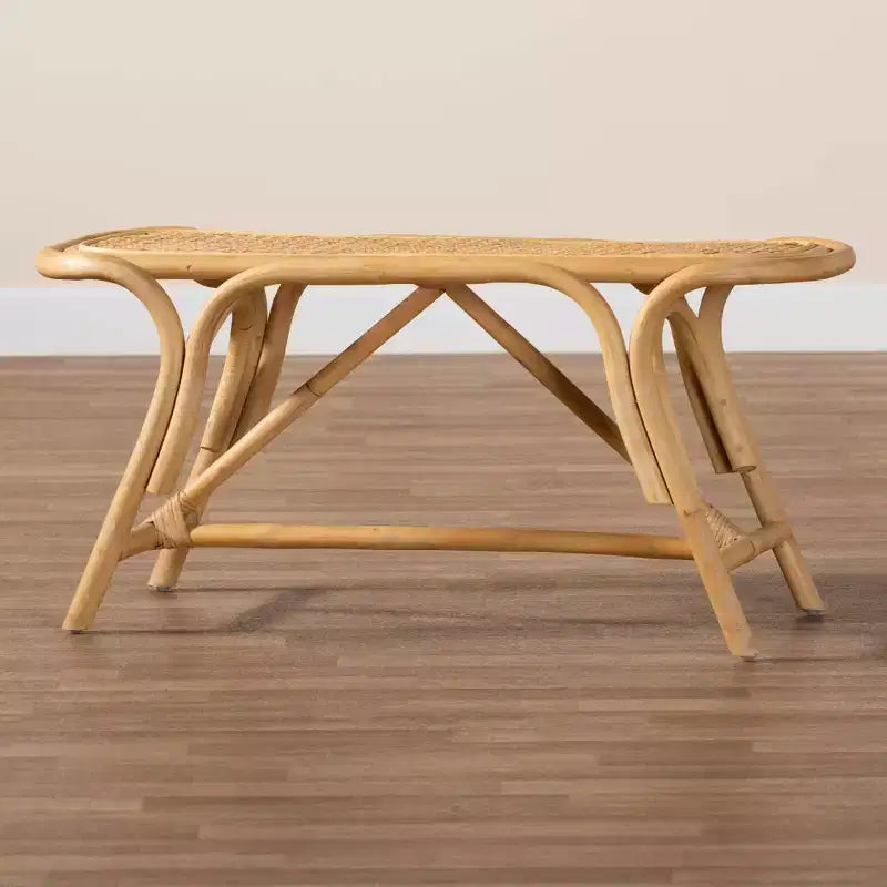Baxton Studio Septa Panca Accentata in Rattan Marrone Naturale: Mobili da Interno, Nessun Montaggio, Pulire a Macchia