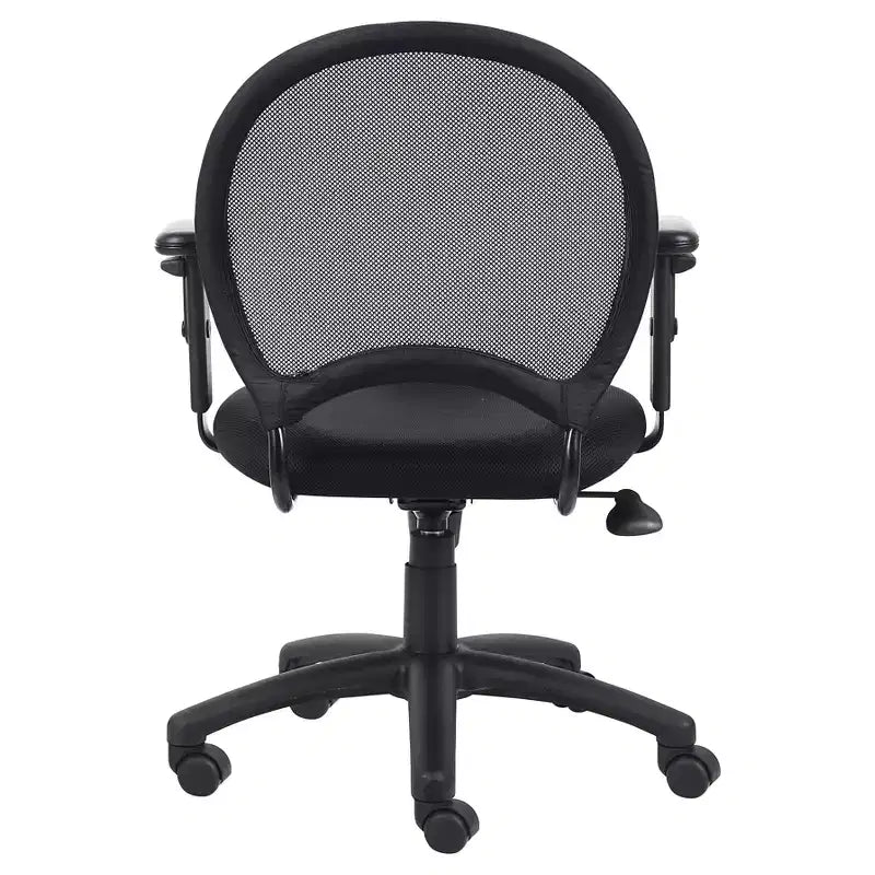 Sedia in rete con braccioli regolabili nera - Boss Office Products: Ergonomica, girevole, gambe in nylon, capacità 125 kg