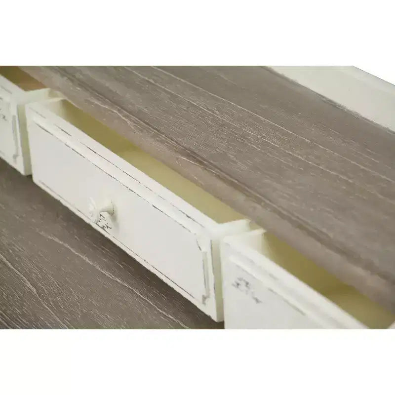 Scrittoio Anjou tradizionale francese con accenti bianco/marrone chiaro - Baxton Studio: 4 cassetti, piano in legno mindi, mobili per ufficio domestico