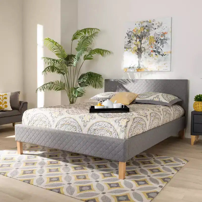 Letto a piattaforma King Aneta grigio - Baxton Studio