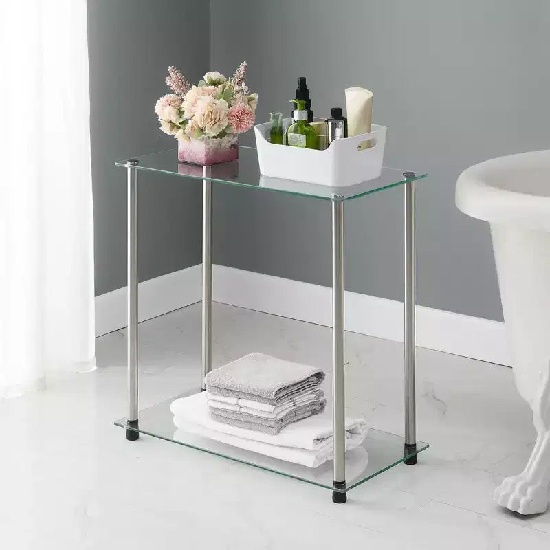 Breighton Home Designs2Go Tavolino da Divano a 2 Ripiani in Vetro/Cromo
