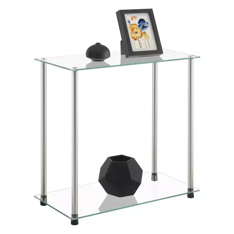 Breighton Home Designs2Go Tavolino da Divano a 2 Ripiani in Vetro/Cromo