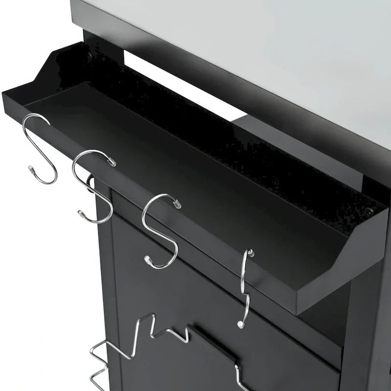 Outdoor Kitchen Island With Stainless Steel Tabletop,Metal Grill Cart Table With Storage Cabinet - N/A