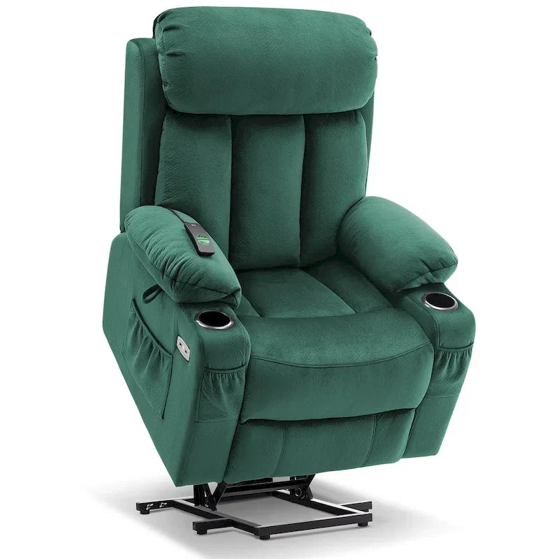 MCombo Large Power Lift Recliner with Extended Footrest for Big and Tall Elderly People, Hand Remote, Cup Holders, Fabric 7426
