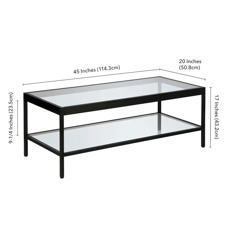 Table basse Alexis en métal et verre