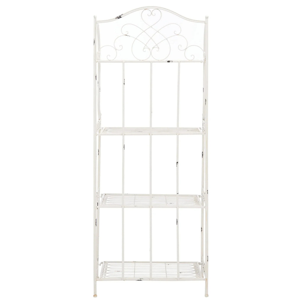 SAFAVIEH Bryn Étagère de boulanger d'extérieur victorienne en fer forgé à 4 niveaux - 63,5 cm l x 38,1 cm P x 160 cm H - 25L x 15P x 63H