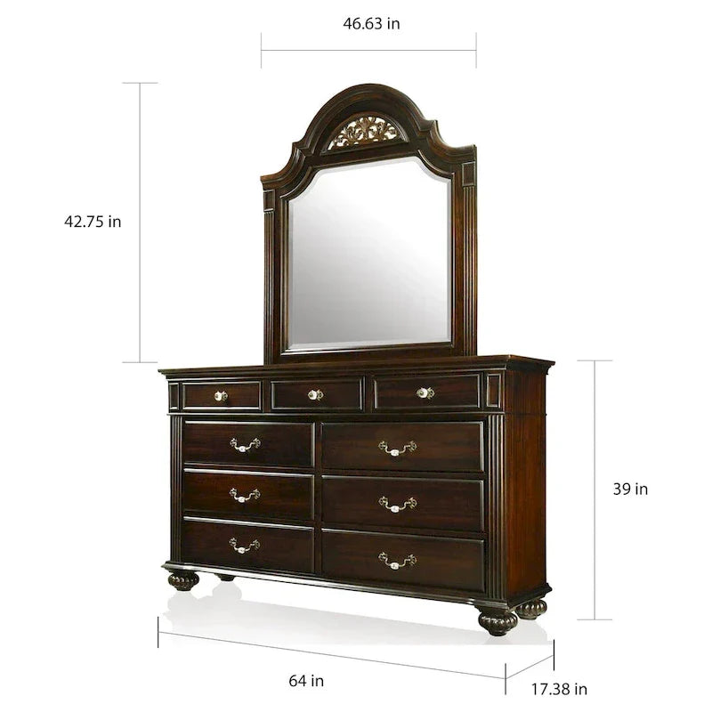 Traditional 2-piece 9-Drawer Dresser and Mirror Set