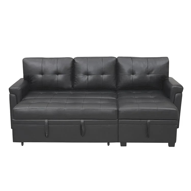 Canapé d'angle réversible convertible avec lit gigogne, méridienne de rangement et pieds durables