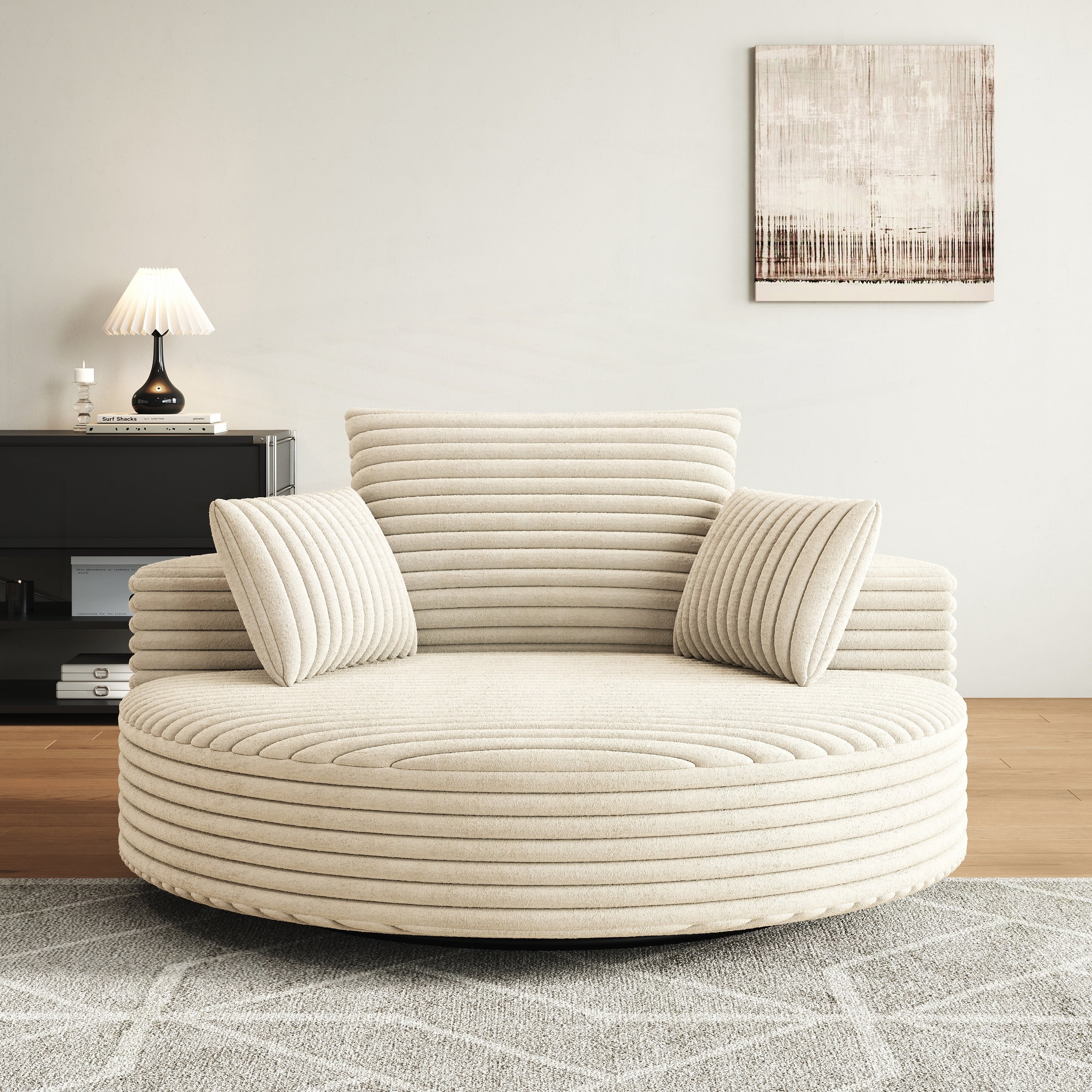 Corduroy Chenille Foam Single Swivel Chair