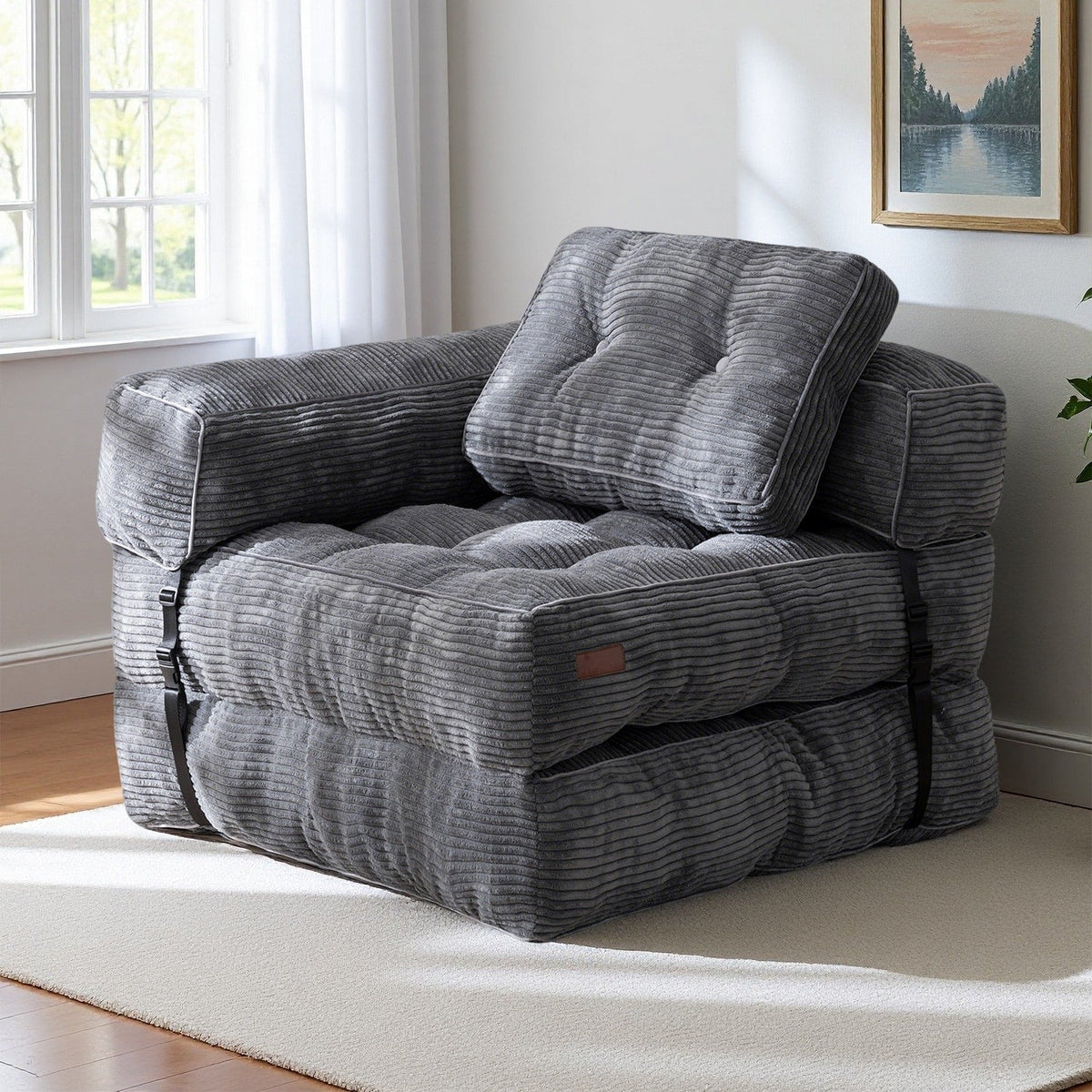 Foldable Sofa Bed,L-Shaped Floor Sofa Couch