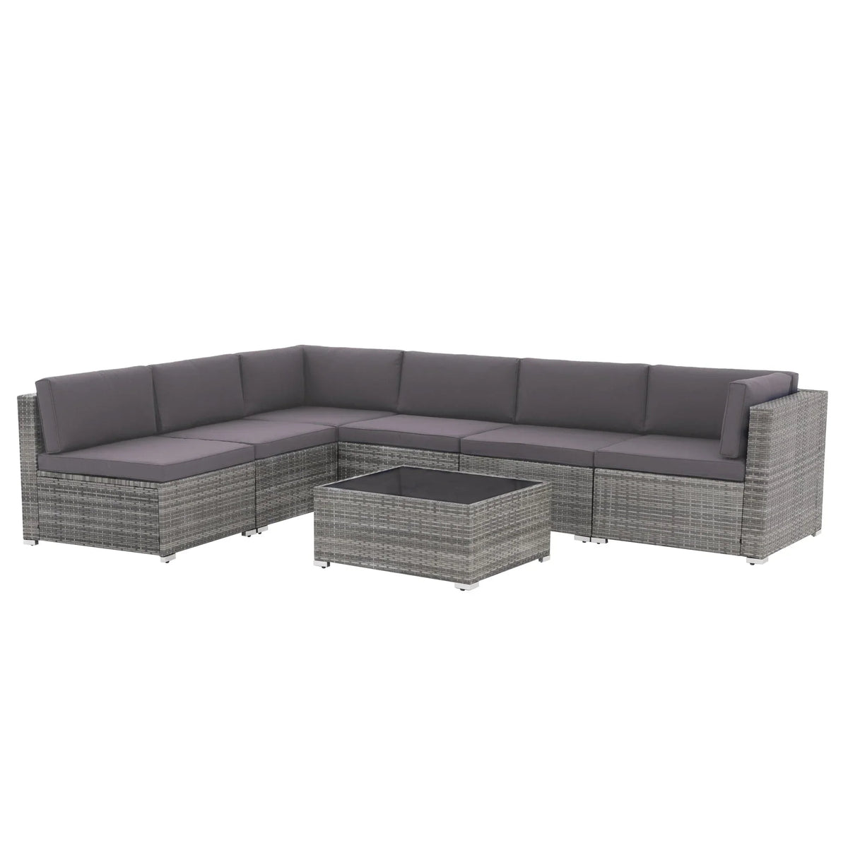 Wicker/ Steel 7-piece Outdoor Cushioned Sectional Sofa Set