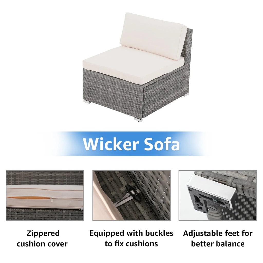 Wicker/ Steel 7-piece Outdoor Cushioned Sectional Sofa Set