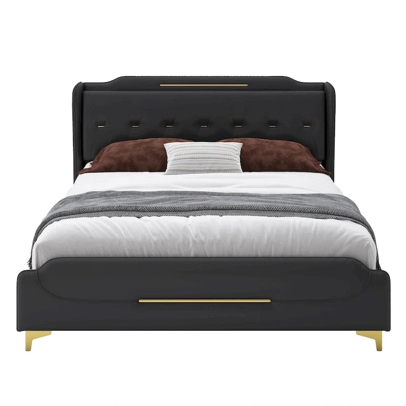 Modern Upholstered PU Leather Bed