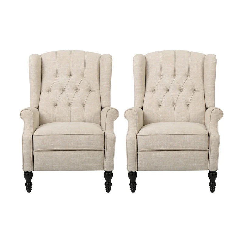Walter Tufted Fabric Recliners (Set of 2) by Christopher Knight Home