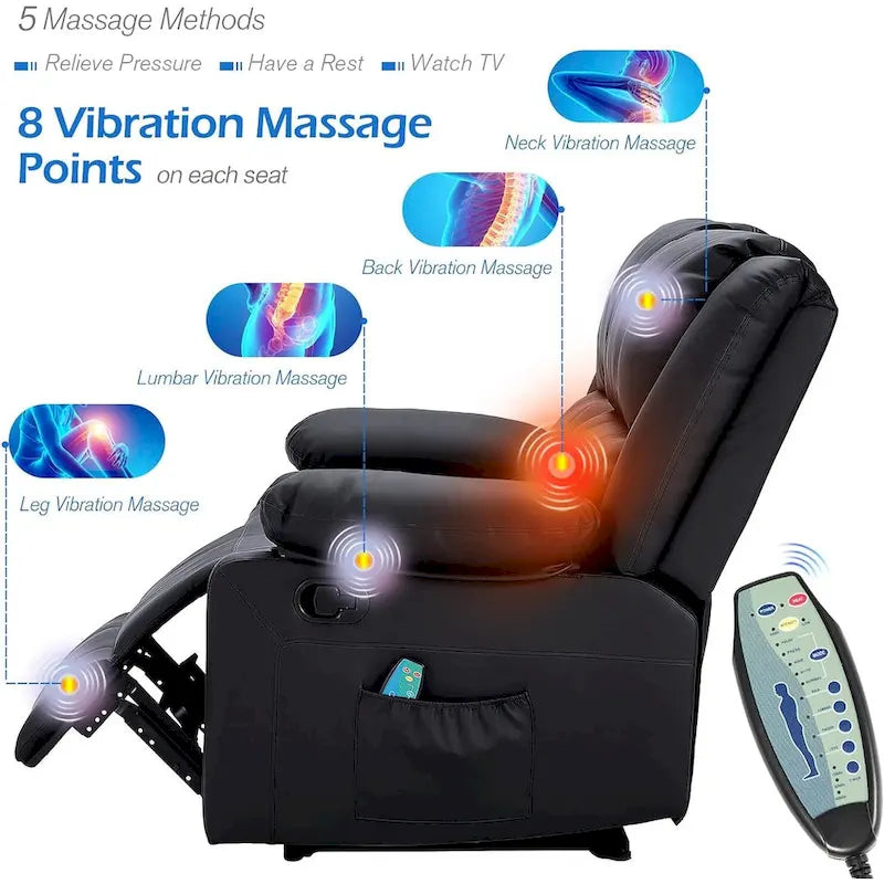 2-Seater Recliner Loveseat with Heat and Massage Function