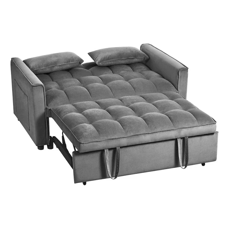 Modern Velvet Futon Loveseat with Reclining Backrest & Pockets, Seats 2 ââ‚?Dark Gray / Light Gray / Blue / Black
