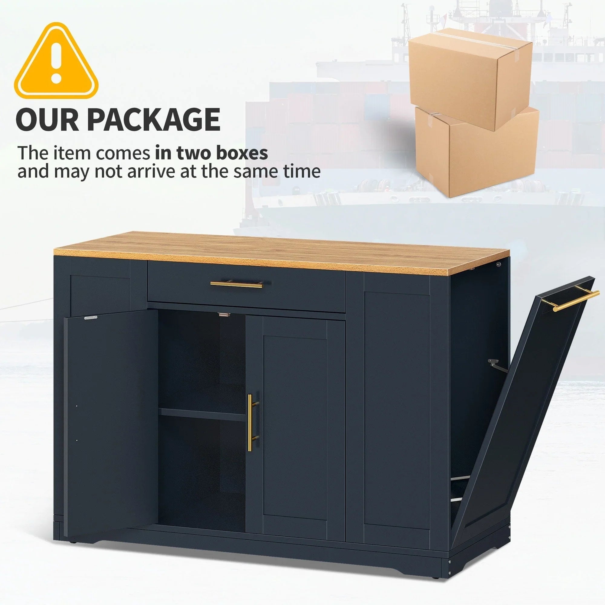 Moasis 53-inch Rolling Kitchen Island Storage Cabinet Portable Mobile Kitchen Cart
