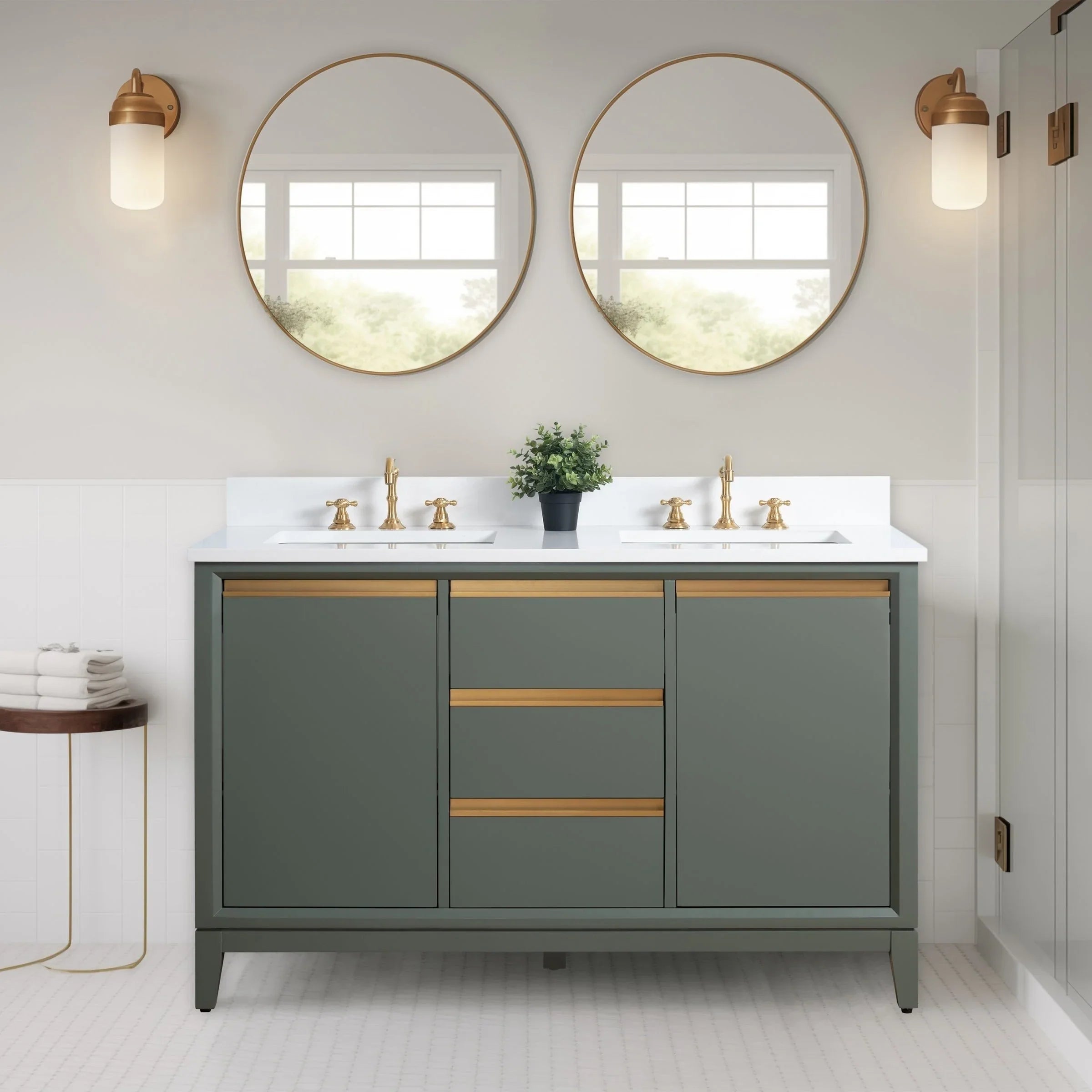 Vanity Art Bathroom Vanity with Ceramic Sink and Engineered Marble Top