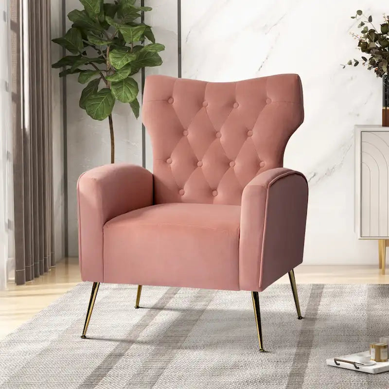 Abadiana Accent Tufted Chair with Metal Base