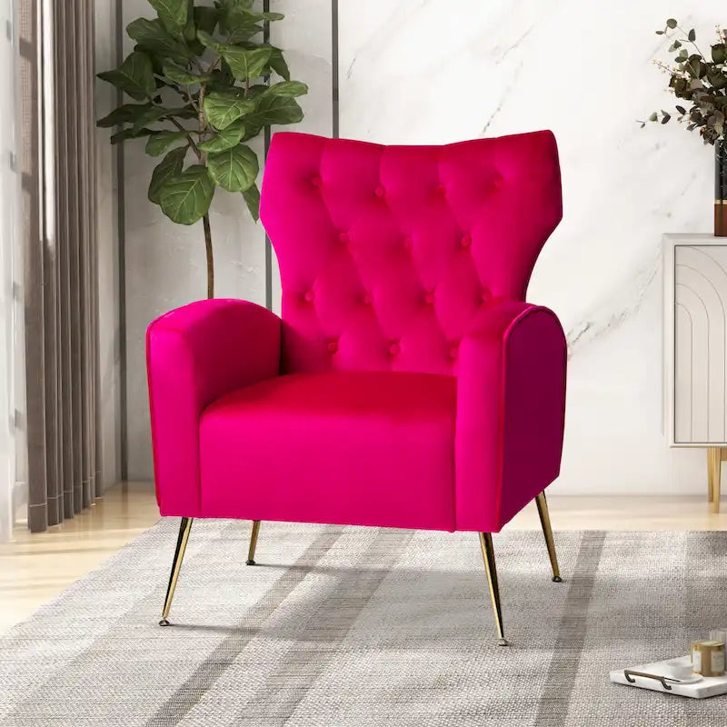 Abadiana Accent Tufted Chair with Metal Base